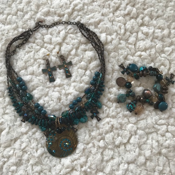 FUNKY Art Deco Jewelry Set ft. Jewels & Enamel - Picture 1 of 6